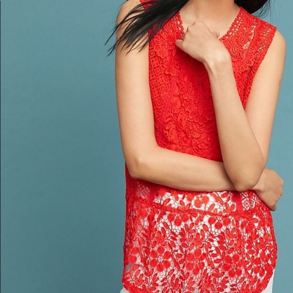 Anthropologie TINY Gardenia Red Lace Tank